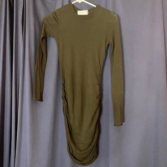 A.L.C. Olive Green Wool Blend Long Sleeve Bodycon Mini Sweater Dress Size XS - Picture 6 of 9